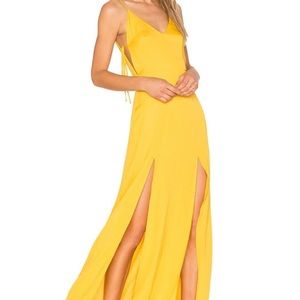 Capulet Cocktail Dress Yellow with 2front Slits